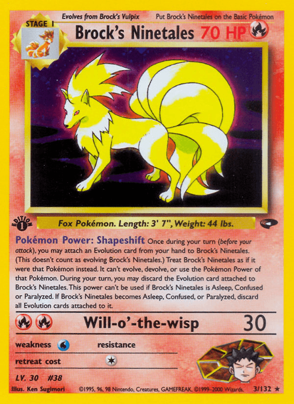 1st Edition Holofoil, Fire, Gym Challenge 1st Edition, Holo Rare, Water[×2] Brock's Ninetales (3/132) [Gym Challenge 1st Edition] - Trading Card World