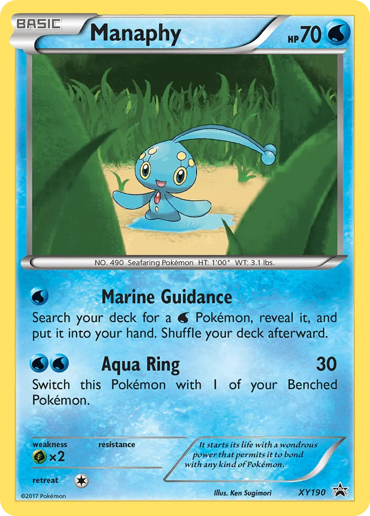 Grass [x2], Holofoil, Promo, Water, XY190, XY: Black Star Promos Manaphy (XY190) [XY: Black Star Promos] - Trading Card World