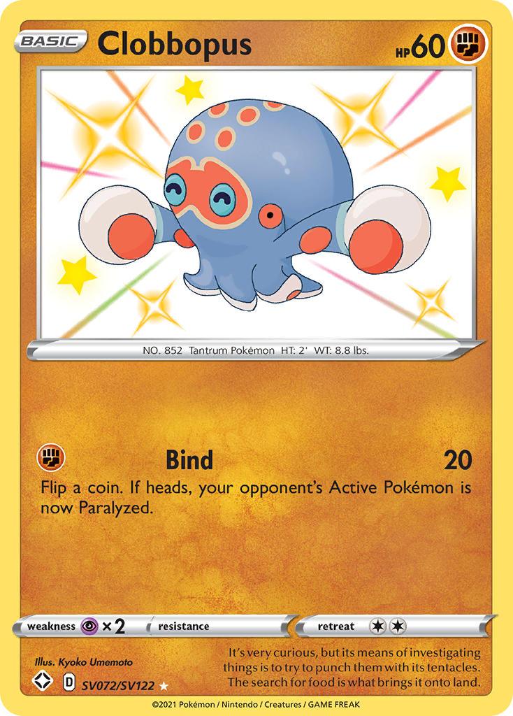 Fighting, Holofoil, Psychic[×2], SV072, Sword & Shield: Shining Fates, Ultra Rare Clobbopus (SV072/SV122) [Sword & Shield: Shining Fates] - Trading Card World