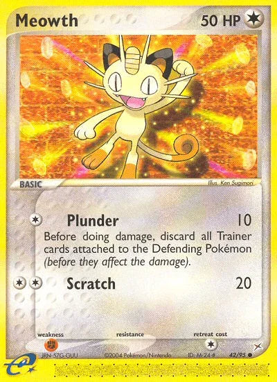 42, Colorless, Common, EX: Team Magma vs Team Aqua, Fighting[×2], Normal, Reverse Holofoil Meowth (42/95) [EX: Team Magma vs Team Aqua] - Trading Card World