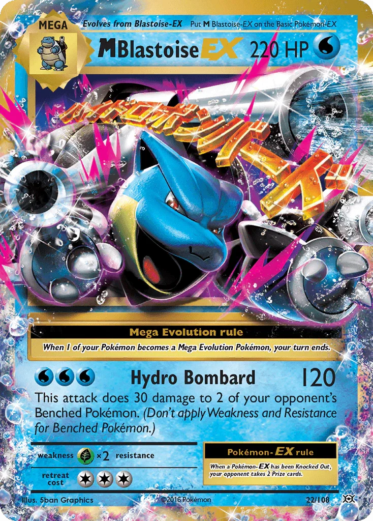 22, Grass[×2], Holofoil, Ultra Rare, Water, XY: Evolutions M Blastoise EX (22/108) [XY: Evolutions] - Trading Card World