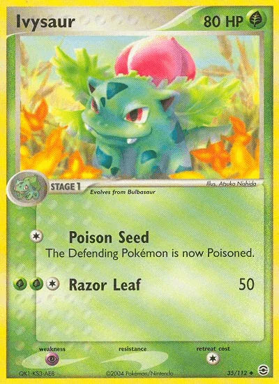 35, EX: FireRed & LeafGreen, Grass, Normal, Psychic[×2], Reverse Holofoil, Uncommon Ivysaur (35/112) [EX: FireRed & LeafGreen] - Trading Card World