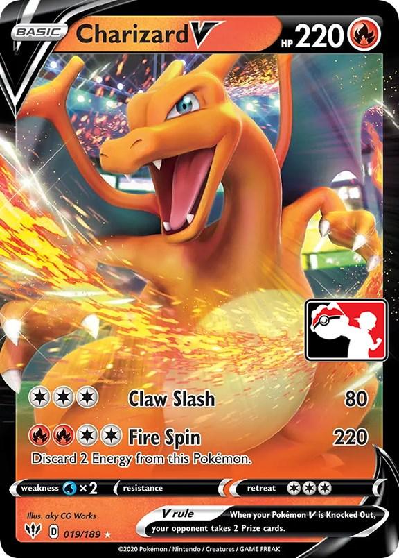 019, Fire, Holofoil, Prize Pack Series One, Ultra Rare, Water [x2] Charizard V (019/189) [Prize Pack Series One] - Trading Card World
