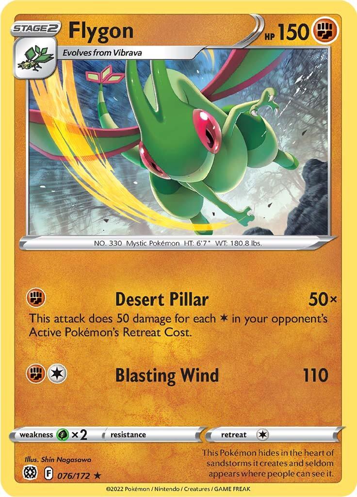 076, Fighting, Grass [x2], Normal, Rare, Reverse Holofoil, Sword & Shield: Brilliant Stars Flygon (076/172) [Sword & Shield: Brilliant Stars] - Trading Card World