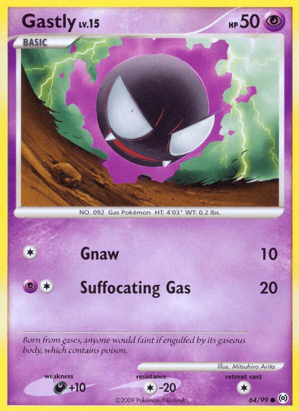 64, Colorless[-20], Common, Darkness[+10], Normal, Platinum: Arceus, Psychic, Reverse Holofoil Gastly (64/99) [Platinum: Arceus] - Trading Card World