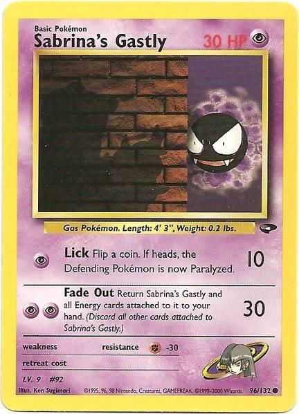 96, Common, Fighting[-30], Gym Challenge Unlimited, Normal, Psychic Sabrina's Gastly (96/132) [Gym Challenge Unlimited] - Trading Card World