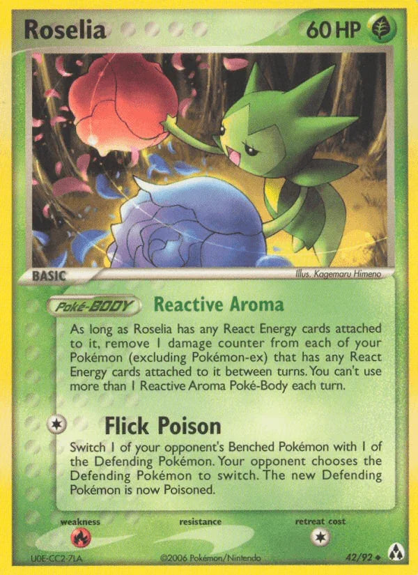 42, EX: Legend Maker, Fire[×2], Grass, Normal, Uncommon Roselia (42/92) [EX: Legend Maker] - Trading Card World