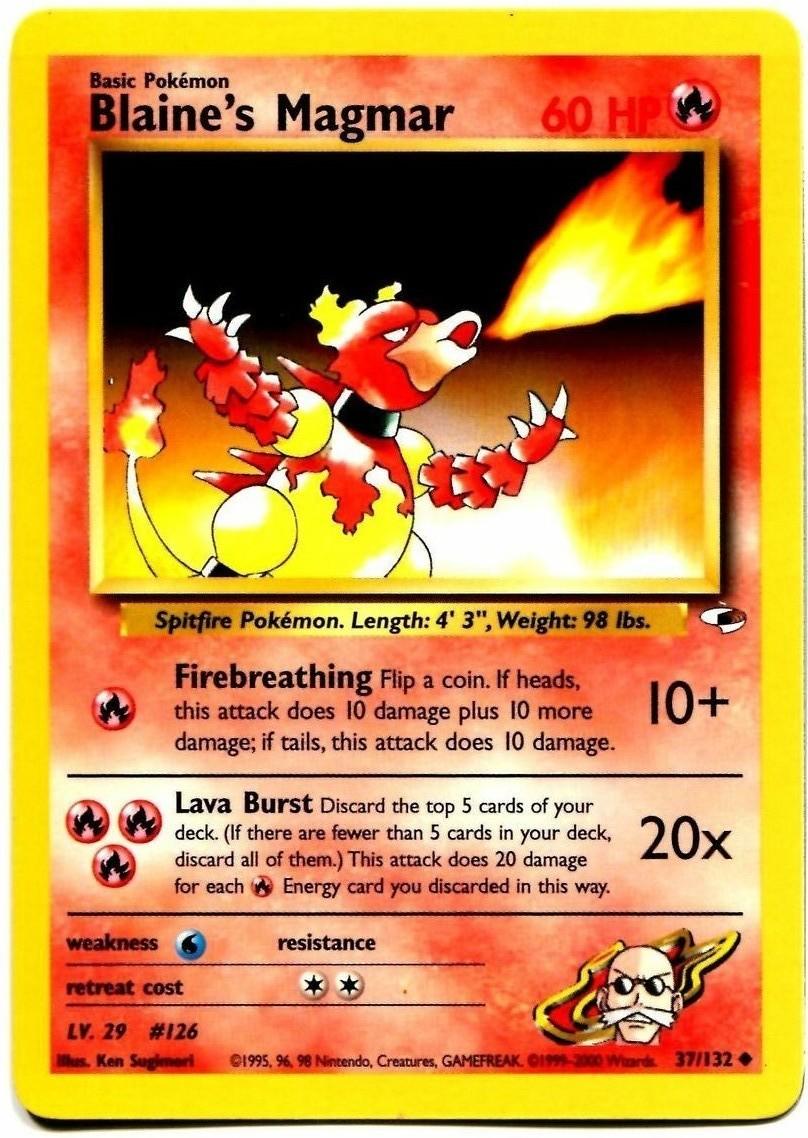 37, Fire, Gym Heroes Unlimited, Normal, Uncommon, Water[×2] Blaine's Magmar (37/132) [Gym Heroes Unlimited] - Trading Card World