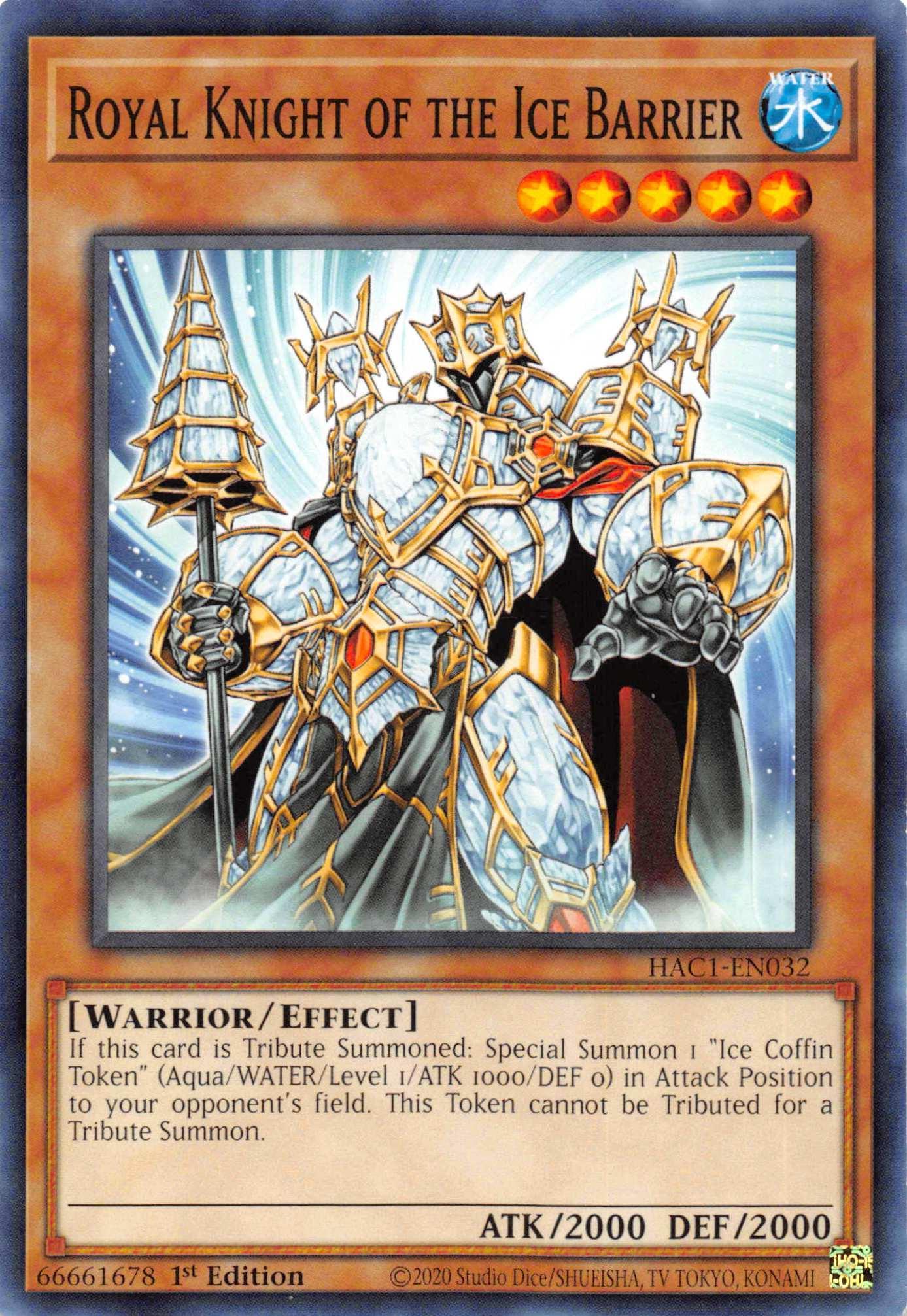 1st Edition, Effect Monster, Hidden Arsenal: Chapter 1, Parallel Rare, Warrior, Water Royal Knight of the Ice Barrier (Duel Terminal) [HAC1-EN032] Parallel Rare - Trading Card World