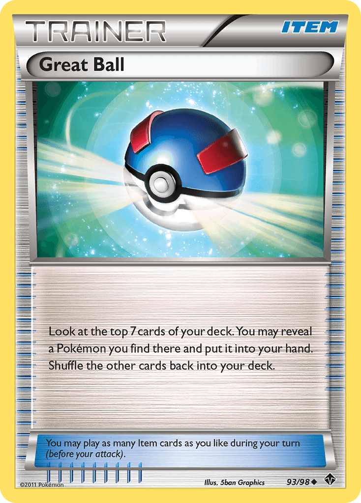 93, Black & White: Emerging Powers, Item, Normal, Reverse Holofoil, Uncommon Great Ball (93/98) [Black & White: Emerging Powers] - Trading Card World