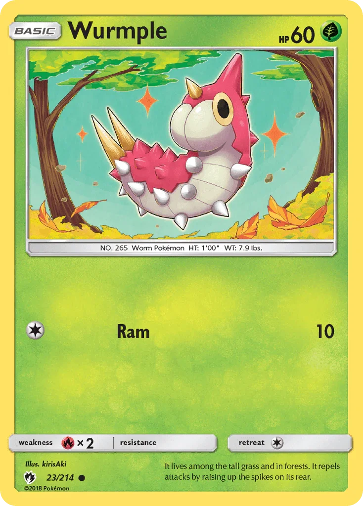 23, Common, Fire[×2], Grass, Normal, Reverse Holofoil, Sun & Moon: Lost Thunder Wurmple (23/214) [Sun & Moon: Lost Thunder] - Trading Card World