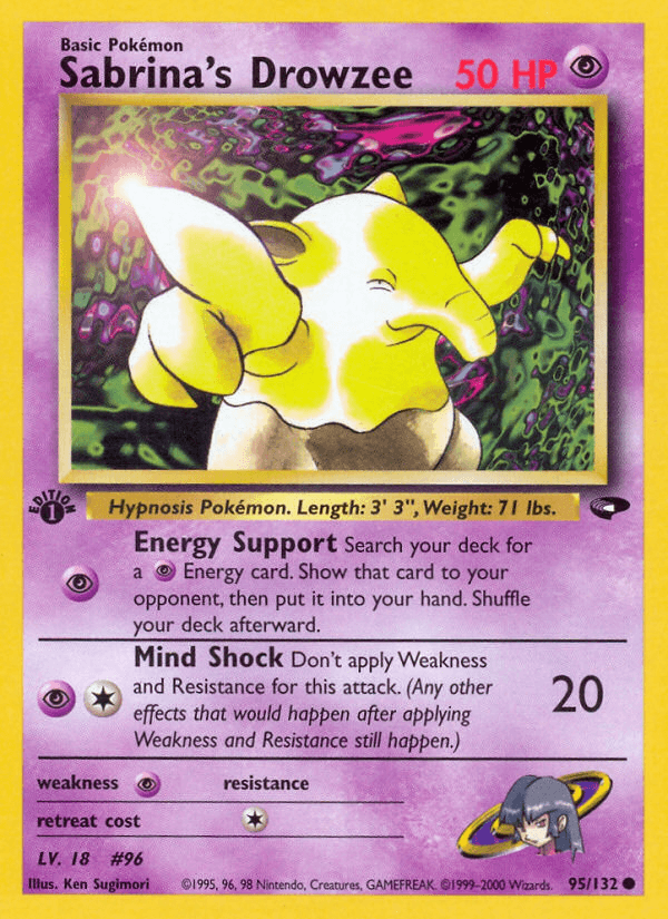 1st Edition Normal, 95, Common, Gym Challenge 1st Edition, Psychic, Psychic[×2] Sabrina's Drowzee (95/132) [Gym Challenge 1st Edition] - Trading Card World