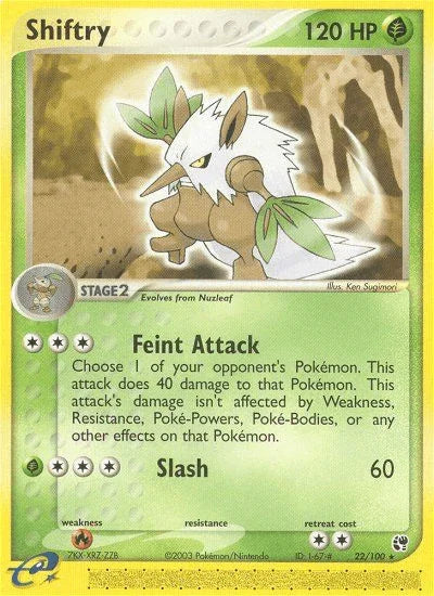 22, EX: Sandstorm, Fire[×2], Grass, Normal, Rare, Reverse Holofoil Shiftry (22/100) [EX: Sandstorm] - Trading Card World