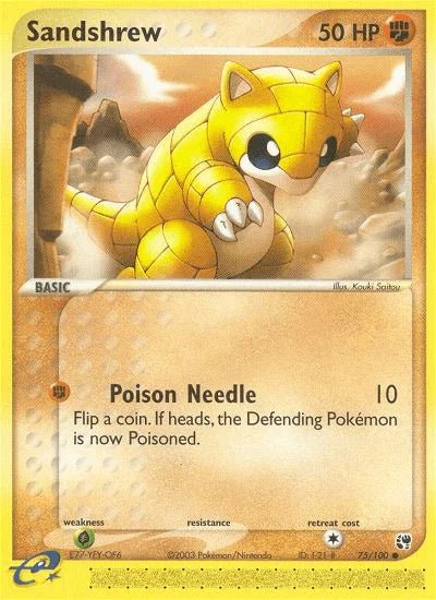 75, Common, EX: Sandstorm, Fighting, Grass[×2], Normal, Reverse Holofoil Sandshrew (75/100) [EX: Sandstorm] - Trading Card World