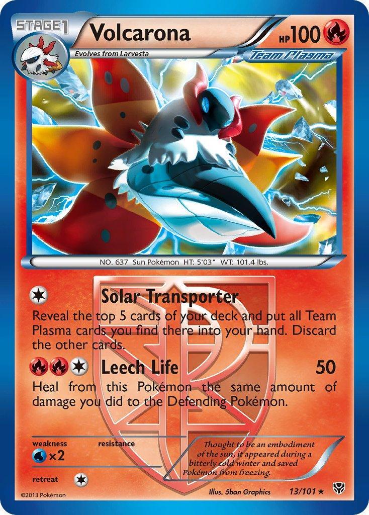 13, Black & White: Plasma Blast, Fire, Holo Rare, Holofoil, Water[×2] Volcarona (13/101) (Theme Deck Exclusive) [Black & White: Plasma Blast] - Trading Card World