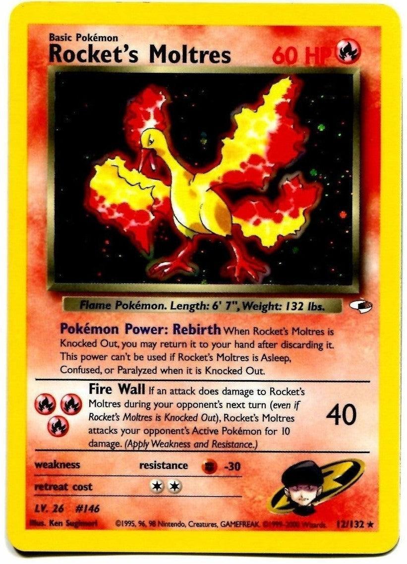 12, Fighting[-30], Fire, Gym Heroes Unlimited, Holo Rare, Holofoil Rocket's Moltres (12/132) [Gym Heroes Unlimited] - Trading Card World