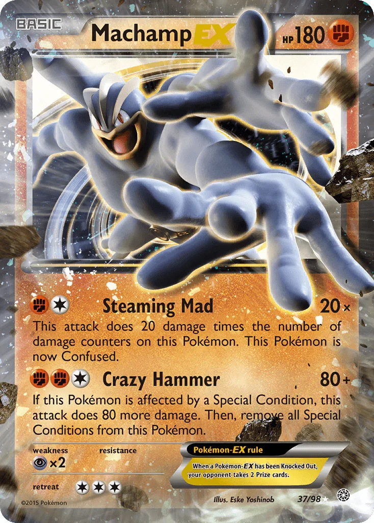 37, Fighting, Holofoil, Psychic[×2], Ultra Rare, XY: Ancient Origins Machamp EX (37/98) [XY: Ancient Origins] - Trading Card World