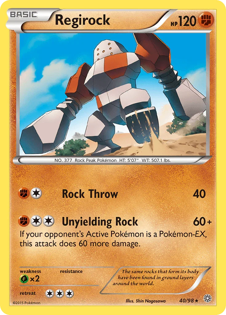 40, Fighting, Grass[×2], Normal, Rare, Reverse Holofoil, XY: Ancient Origins Regirock (40/98) [XY: Ancient Origins] - Trading Card World