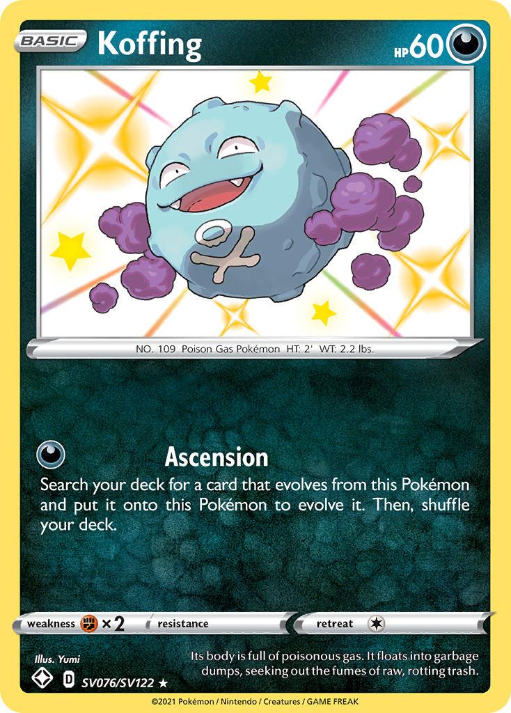 Darkness, Fighting[×2], Holofoil, SV076, Sword & Shield: Shining Fates, Ultra Rare Koffing (SV076/SV122) [Sword & Shield: Shining Fates] - Trading Card World