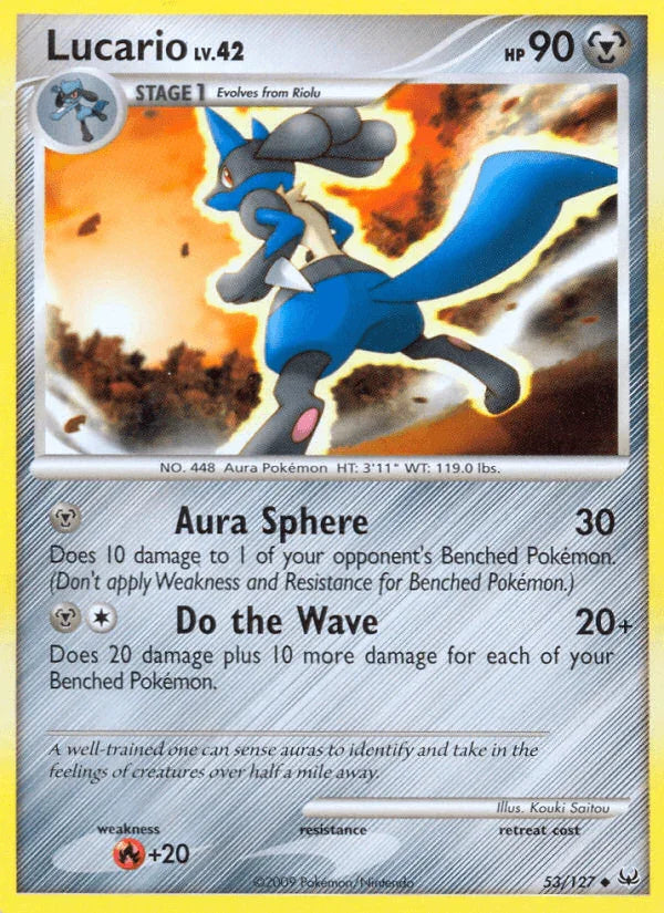 53, Fire[+20], Metal, Normal, Platinum: Base Set, Reverse Holofoil, Uncommon Lucario (53/127) [Platinum: Base Set] - Trading Card World