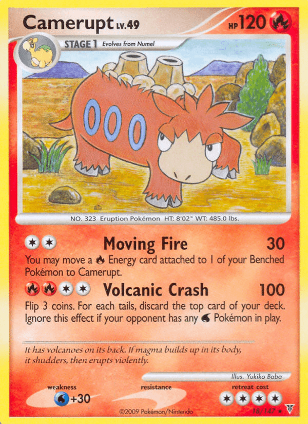 18, Fire, Normal, Platinum: Supreme Victors, Rare, Reverse Holofoil, Water[+30] Camerupt (18/147) [Platinum: Supreme Victors] - Trading Card World