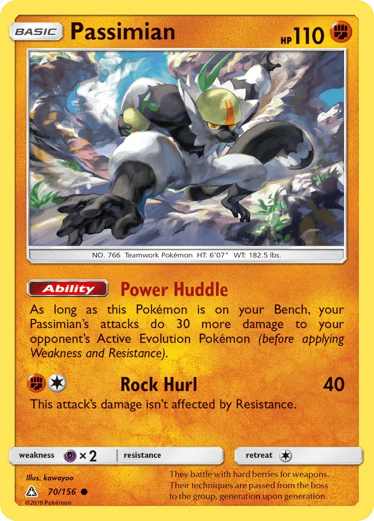 70, Common, Fighting, Normal, Psychic[×2], Reverse Holofoil, Sun & Moon: Ultra Prism Passimian (70/156) [Sun & Moon: Ultra Prism] - Trading Card World