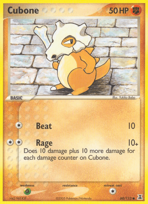 60, Common, EX: Delta Species, Fighting, Grass[×2], Normal Cubone (60/113) [EX: Delta Species] - Trading Card World