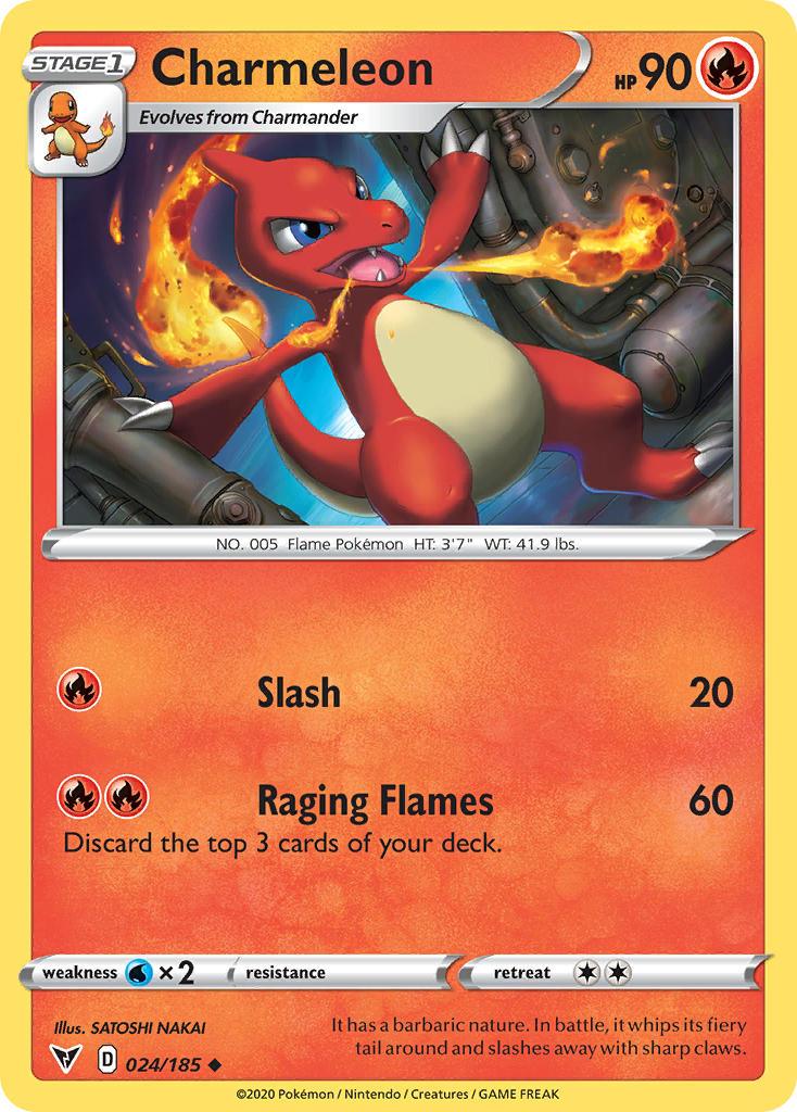 024, Fire, Normal, Reverse Holofoil, Sword & Shield: Vivid Voltage, Uncommon, Water[×2] Charmeleon (024/185) [Sword & Shield: Vivid Voltage] - Trading Card World