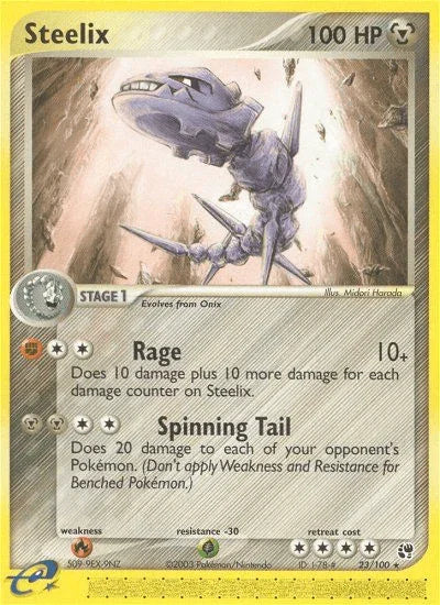 23, EX: Sandstorm, Fire[×2], Grass[-30], Metal, Normal, Rare, Reverse Holofoil Steelix (23/100) [EX: Sandstorm] - Trading Card World