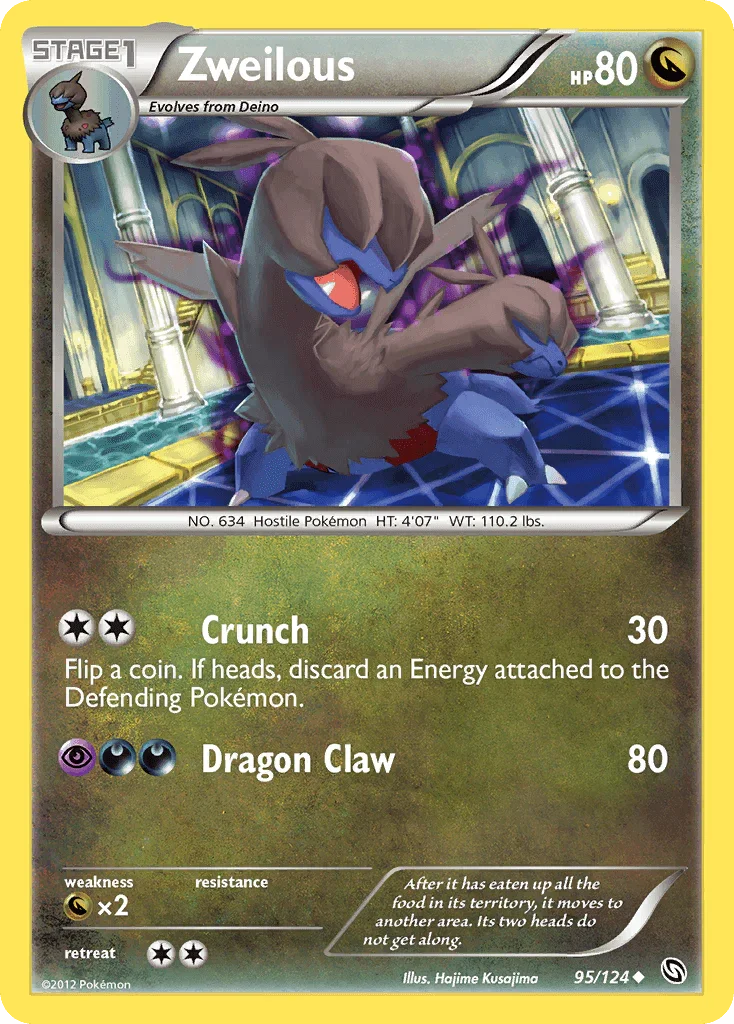 95, Black & White: Dragons Exalted, Dragon, Dragon[×2], Normal, Reverse Holofoil, Uncommon Zweilous (95/124) [Black & White: Dragons Exalted] - Trading Card World