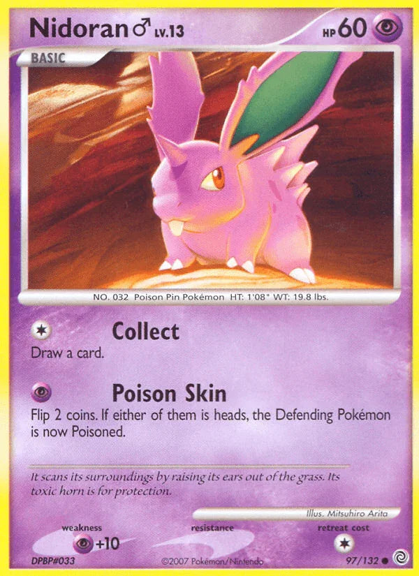 97, Common, Diamond & Pearl: Secret Wonders, Normal, Psychic, Psychic[+10], Reverse Holofoil Nidoran (97/132) (Male) [Diamond & Pearl: Secret Wonders] - Trading Card World