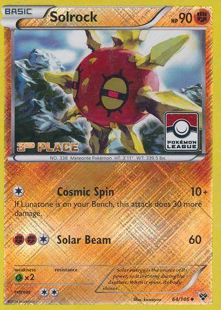 64, Fighting, Grass[×2], Holofoil, Promo, Reverse Holofoil, XY: Base Set Solrock (64/146) (3rd Place League Challenge Promo) [XY: Base Set] - Trading Card World