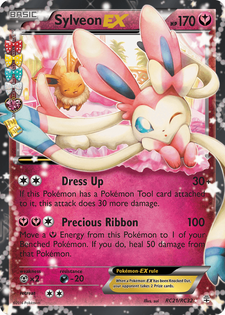 Darkness[-20], Fairy, Holofoil, Metal[×2], RC21, Ultra Rare, XY: Generations Sylveon EX (RC21/RC32) [XY: Generations] - Trading Card World