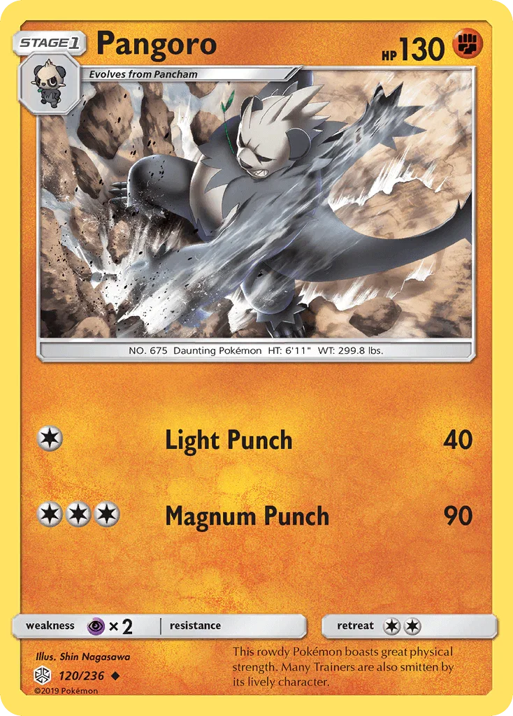 120, Fighting, Normal, Psychic[×2], Reverse Holofoil, Sun & Moon: Cosmic Eclipse, Uncommon Pangoro (120/236) [Sun & Moon: Cosmic Eclipse] - Trading Card World