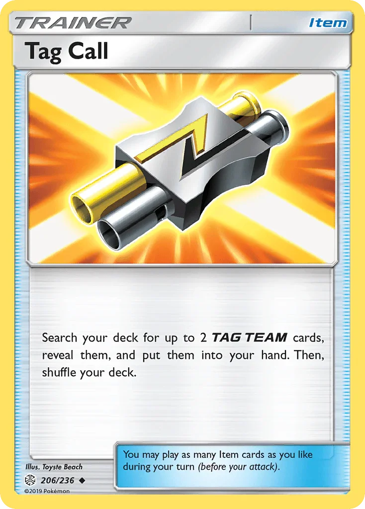 206, Item, Normal, Reverse Holofoil, Sun & Moon: Cosmic Eclipse, Uncommon Tag Call (206/236) [Sun & Moon: Cosmic Eclipse] - Trading Card World