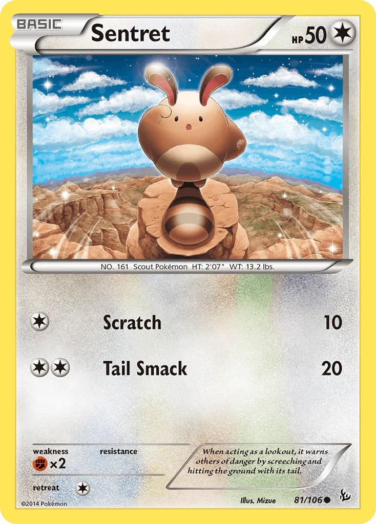 81, Colorless, Common, Fighting[×2], Normal, Reverse Holofoil, XY: Flashfire Sentret (81/106) [XY: Flashfire] - Trading Card World