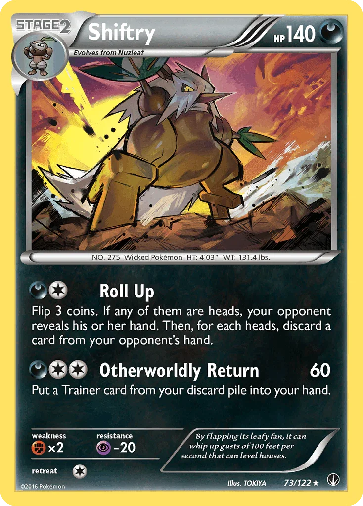 73, Darkness, Fighting[×2], Normal, Psychic[-20], Rare, Reverse Holofoil, XY: BREAKpoint Shiftry (73/122) [XY: BREAKpoint] - Trading Card World
