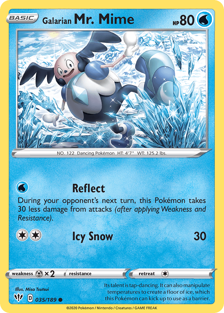 035, Common, Metal[×2], Normal, Reverse Holofoil, Sword & Shield: Darkness Ablaze, Water Galarian Mr. Mime (035/189) [Sword & Shield: Darkness Ablaze] - Trading Card World