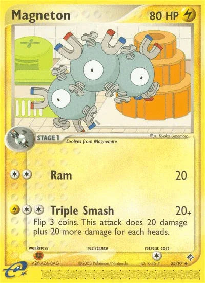 35, EX: Dragon, Fighting[×2], Lightning, Normal, Reverse Holofoil, Uncommon Magneton (35/97) [EX: Dragon] - Trading Card World