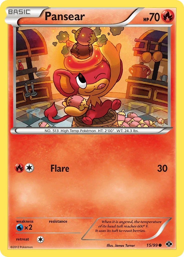 15, Black & White: Next Destinies, Common, Fire, Normal, Reverse Holofoil, Water[×2] Pansear (15/99) [Black & White: Next Destinies] - Trading Card World