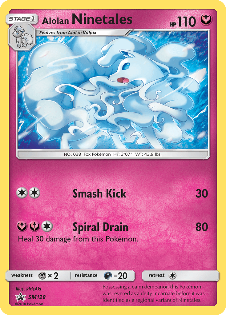 Black Star Promo, Darkness[-20], Fairy, Holofoil, Metal[×2], Normal, SM128, Sun & Moon: Black Star Promos Alolan Ninetales (SM128) [Sun & Moon: Black Star Promos] - Trading Card World