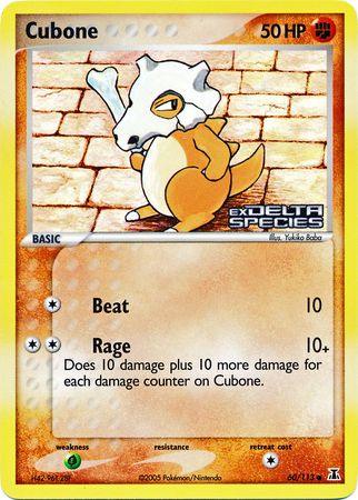 60, Common, EX: Delta Species, Fighting, Grass[×2], Reverse Holofoil Cubone (60/113) (Stamped) [EX: Delta Species] - Trading Card World
