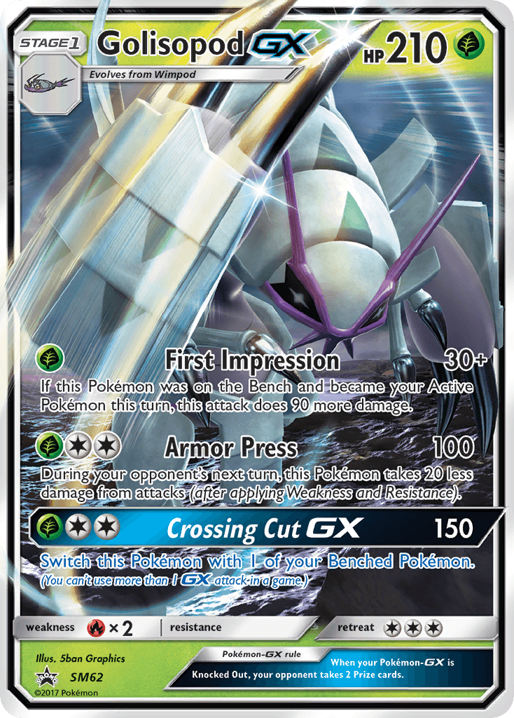 Black Star Promo, Fire[×2], Grass, Holofoil, SM62, Sun & Moon: Black Star Promos Golisopod GX (SM62) [Sun & Moon: Black Star Promos] - Trading Card World