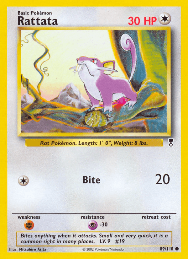 89, Colorless, Common, Fighting[×2], Legendary Collection, Normal, Psychic[-30], Reverse Holofoil Rattata (89/110) [Legendary Collection] - Trading Card World