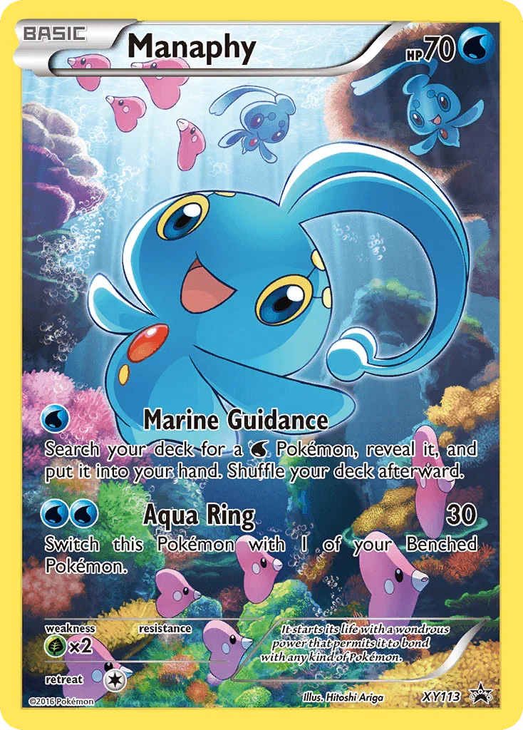 Grass[×2], Holofoil, Promo, Water, XY113, XY: Black Star Promos Manaphy (XY113) [XY: Black Star Promos] - Trading Card World