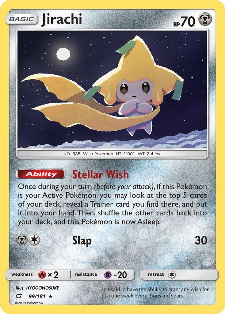 99, Fire[×2], Metal, Normal, Psychic[-20], Rare, Sun & Moon: Team Up Jirachi (99/181) (Theme Deck Exclusive) [Sun & Moon: Team Up] - Trading Card World