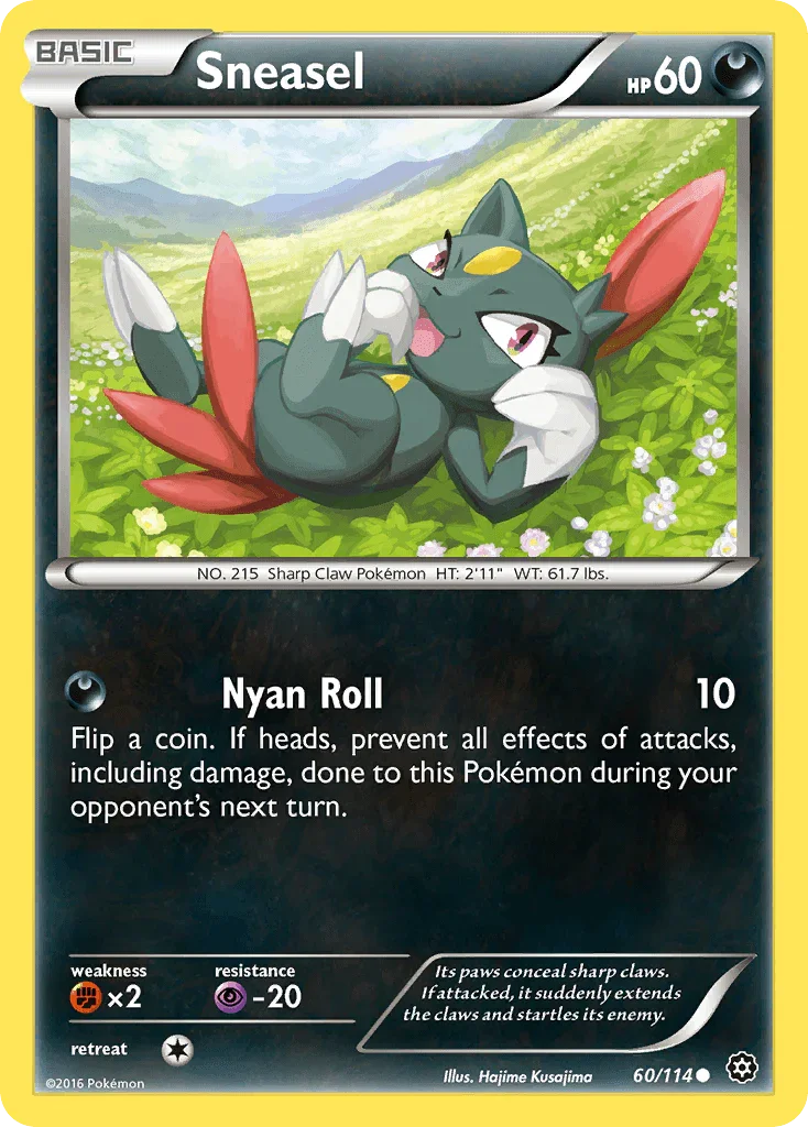 60, Common, Darkness, Fighting[×2], Normal, Psychic[-20], Reverse Holofoil, XY: Steam Siege Sneasel (60/114) [XY: Steam Siege] - Trading Card World