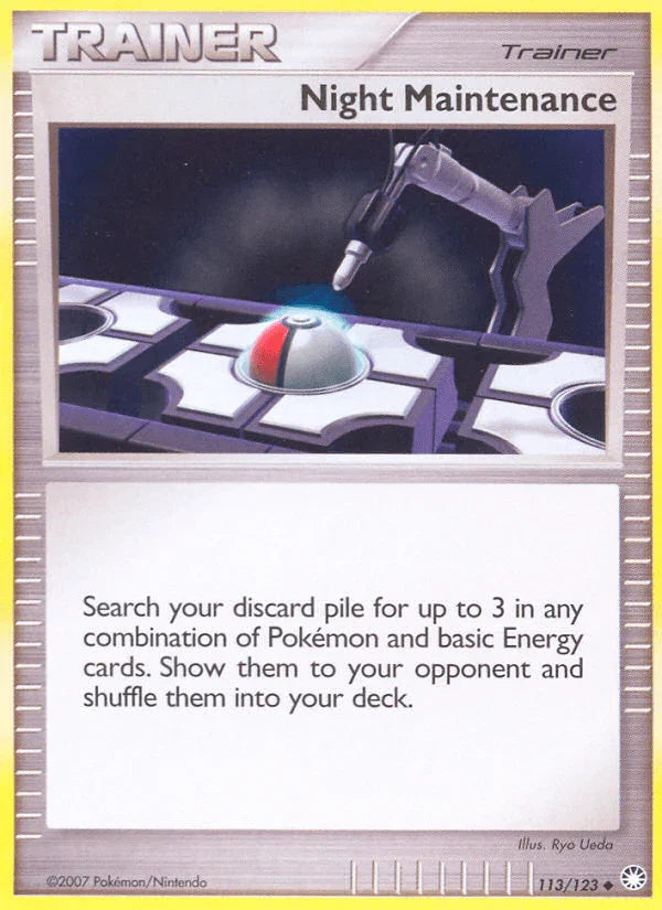 113, Diamond & Pearl: Mysterious Treasures, Item, Normal, Reverse Holofoil, Uncommon Night Maintenance (113/123) [Diamond & Pearl: Mysterious Treasures] - Trading Card World