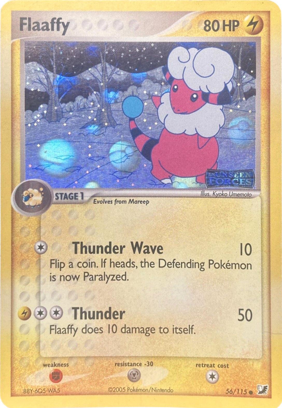 56, Common, EX: Unseen Forces, Fighting[×2], Lightning, Metal[-30], Reverse Holofoil Flaaffy (56/115) (Stamped) [EX: Unseen Forces] - Trading Card World
