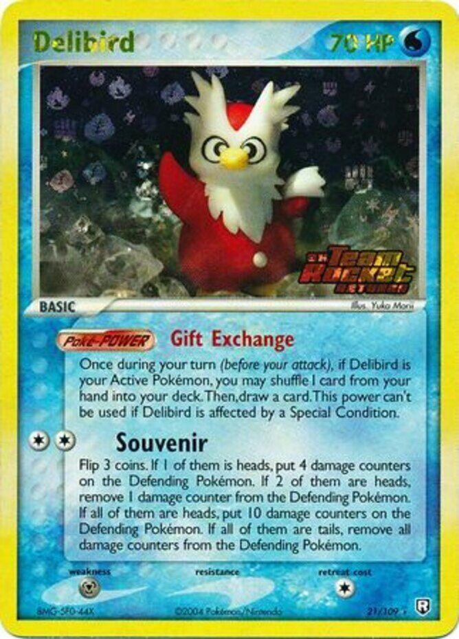 21, EX: Team Rocket Returns, Metal[×2], Rare, Reverse Holofoil, Water Delibird (21/109) (Stamped) [EX: Team Rocket Returns] - Trading Card World